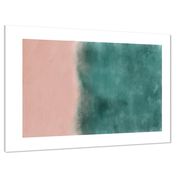 Abstract Teal Blush Pink Abstact Watercolour Canvas Wall Art Picture - 1RL1063M