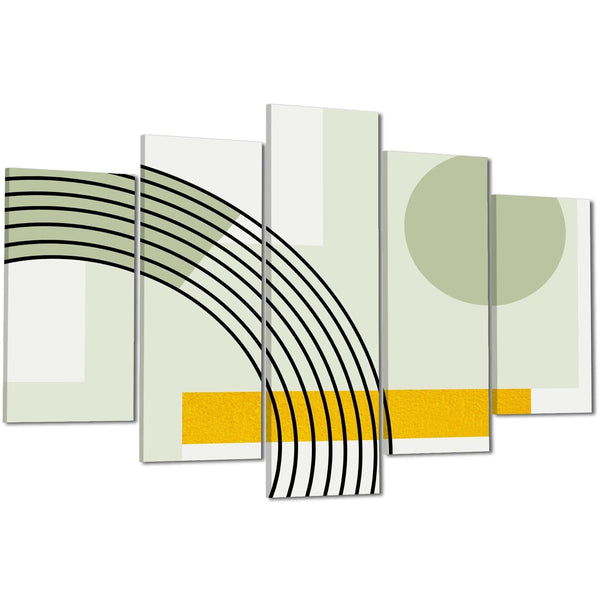 Abstract Sage Green Yellow Geometric Design Canvas Art Prints