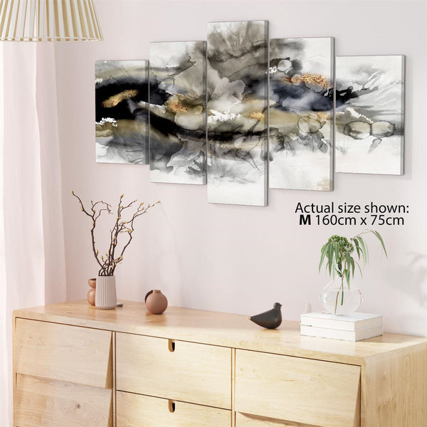 Abstract Black and White Gold Design Canvas Art Prints