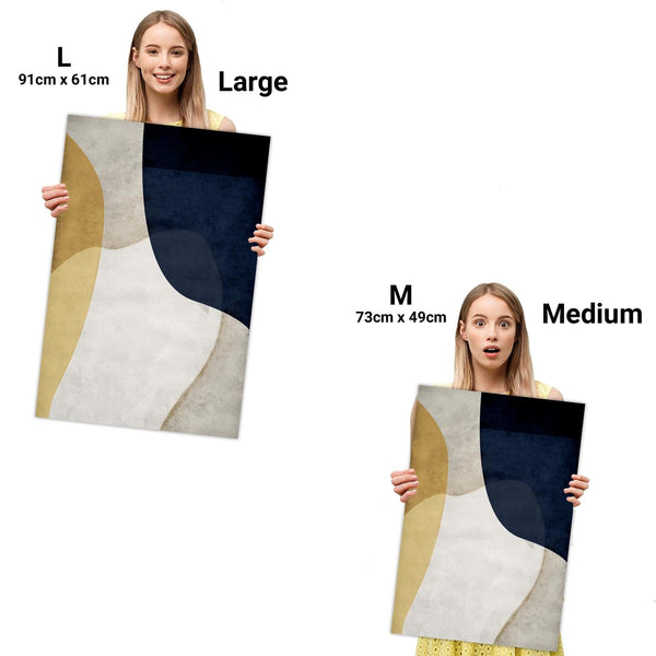 Abstract Mustard Navy Design Canvas Wall Art Print