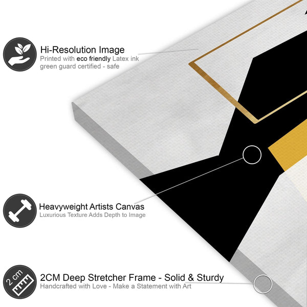 Mustard Yellow Black Geometric Canvas Art Pictures