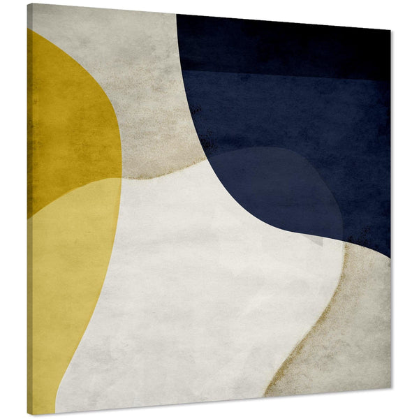Abstract Mustard Navy Design Canvas Wall Art Print