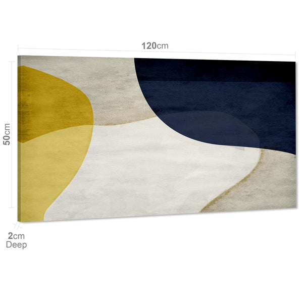 Abstract Mustard Navy Design Canvas Wall Art Print