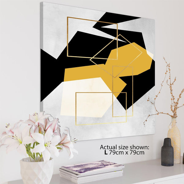 Mustard Yellow Black Geometric Canvas Art Pictures