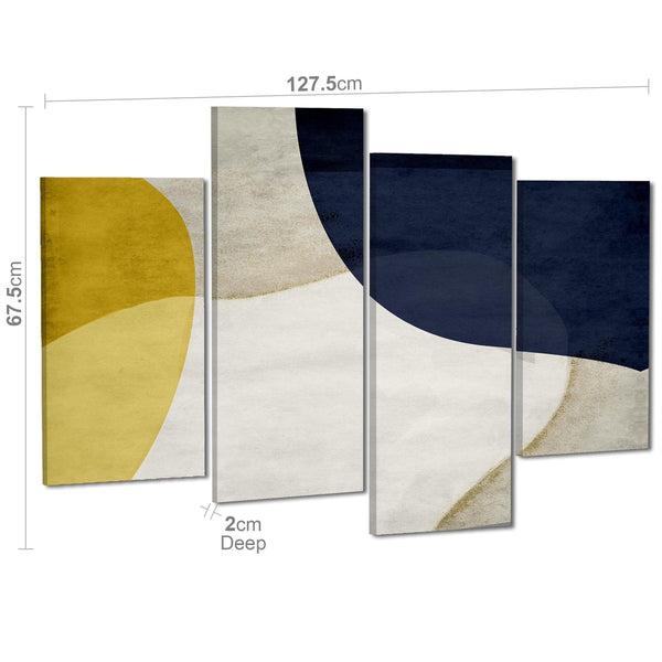 Abstract Mustard Navy Design Canvas Wall Art Print