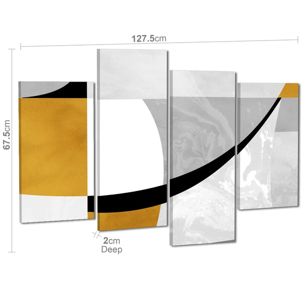 Abstract Mustard Yellow Grey Painting Canvas Art Pictures