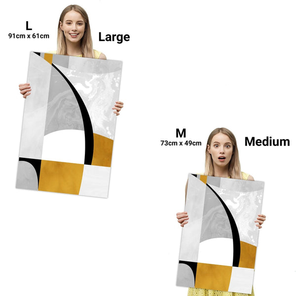 Abstract Mustard Yellow Grey Painting Canvas Art Pictures