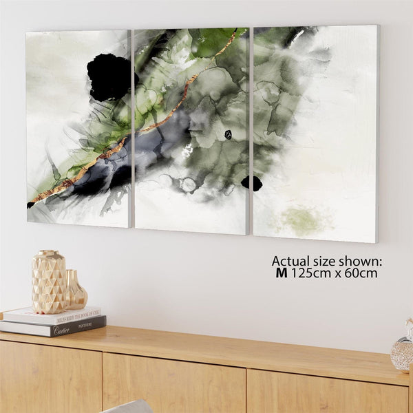 Abstract Lime Green Grey Painting Canvas Wall Art Print