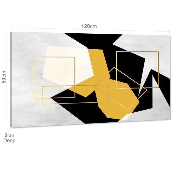 Mustard Yellow Black Geometric Canvas Art Pictures