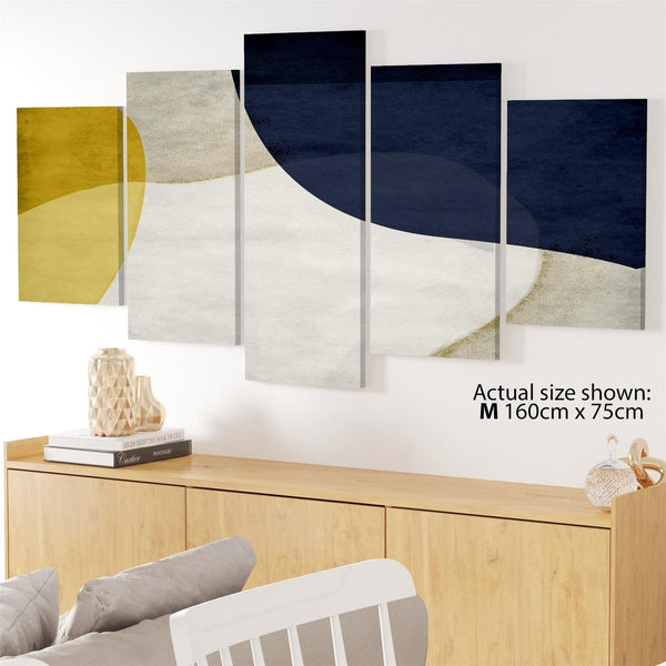 Abstract Mustard Navy Design Canvas Wall Art Print