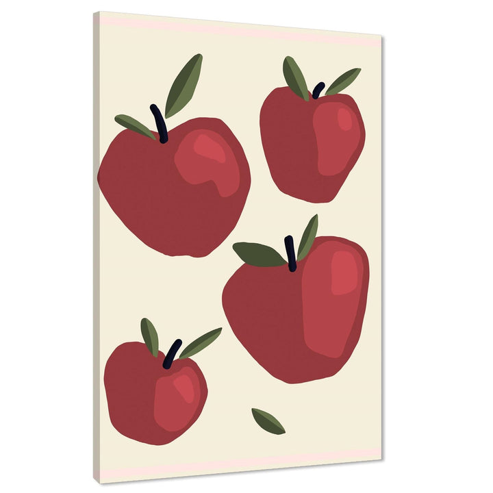 Kitchen Canvas Wall Art Picture Apples Red Cream - 1RP1400M