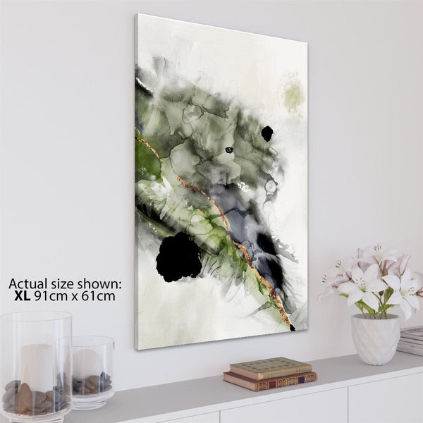 Abstract Lime Green Grey Painting Canvas Wall Art Print