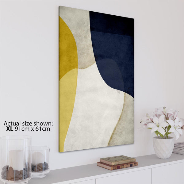 Abstract Mustard Navy Design Canvas Wall Art Print