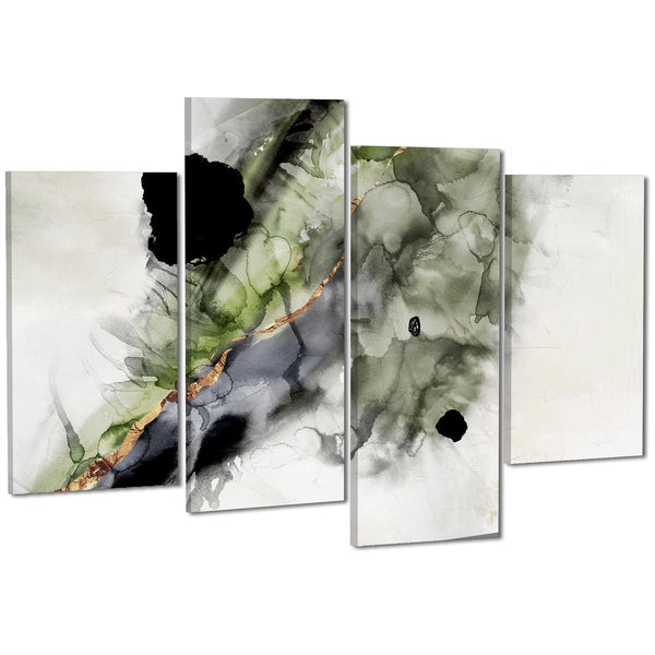 Abstract Lime Green Grey Painting Canvas Wall Art Print