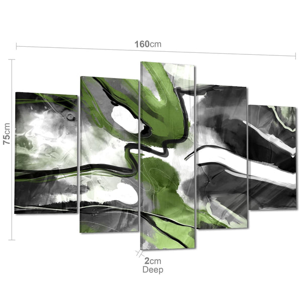 Abstract Lime Green Black Graphic Canvas Art Prints