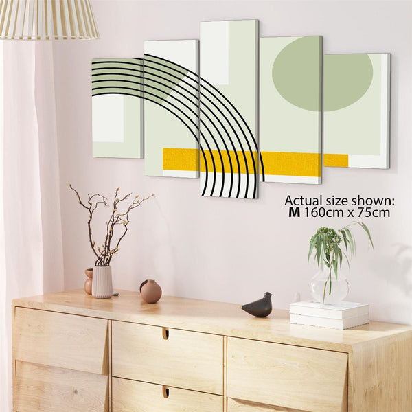 Abstract Sage Green Yellow Geometric Design Canvas Art Prints