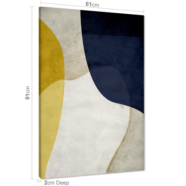 Abstract Mustard Navy Design Canvas Wall Art Print