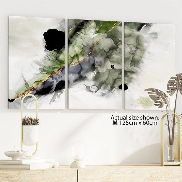Abstract Lime Green Grey Painting Canvas Wall Art Print