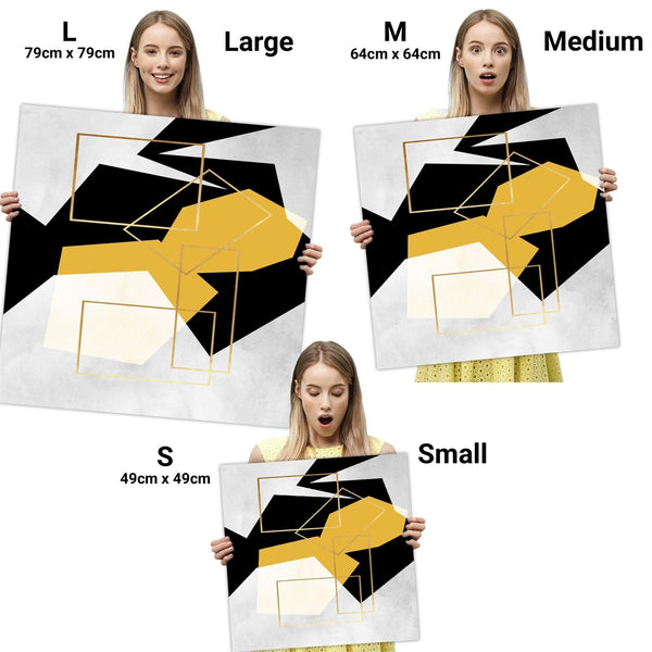 Mustard Yellow Black Geometric Canvas Art Pictures