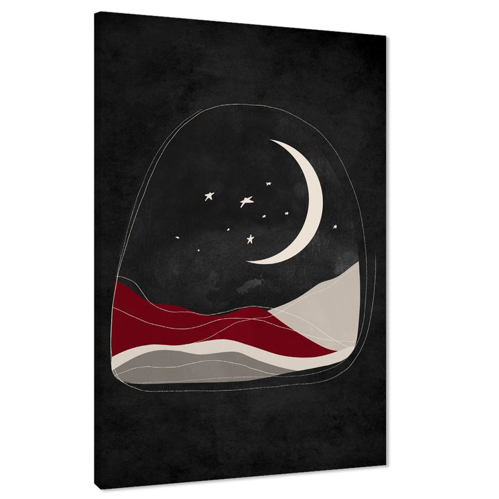 Black and White Red Stars and Moon Canvas Art Prints - 1RP1164M