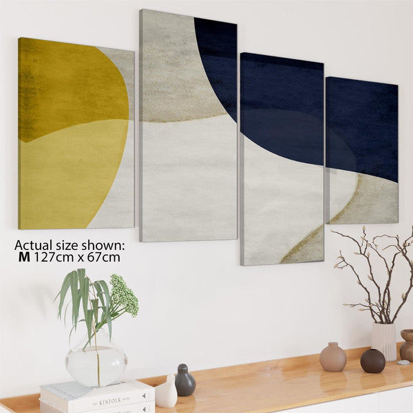 Abstract Mustard Navy Design Canvas Wall Art Print
