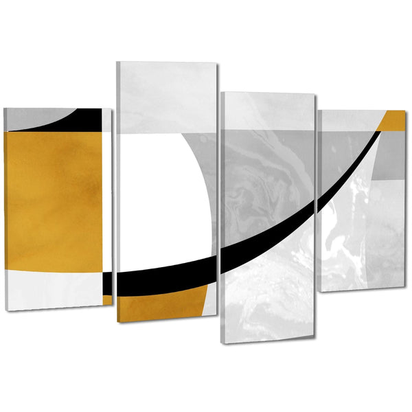 Abstract Mustard Yellow Grey Painting Canvas Art Pictures