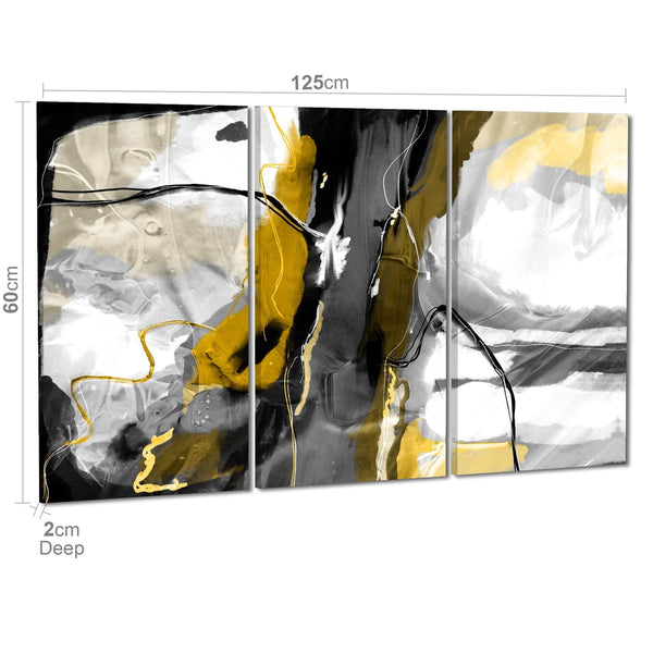 Abstract Mustard Grey Illustration Framed Art Pictures