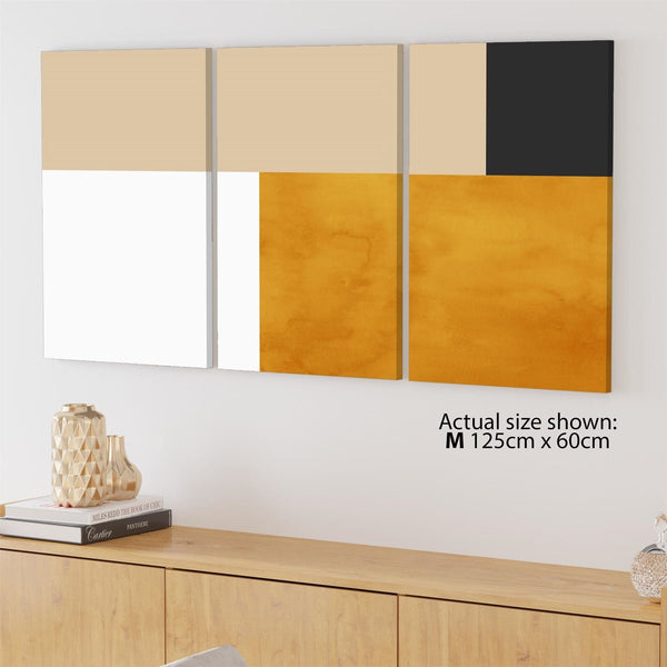 Abstract Mustard Yellow White Design Canvas Art Prints