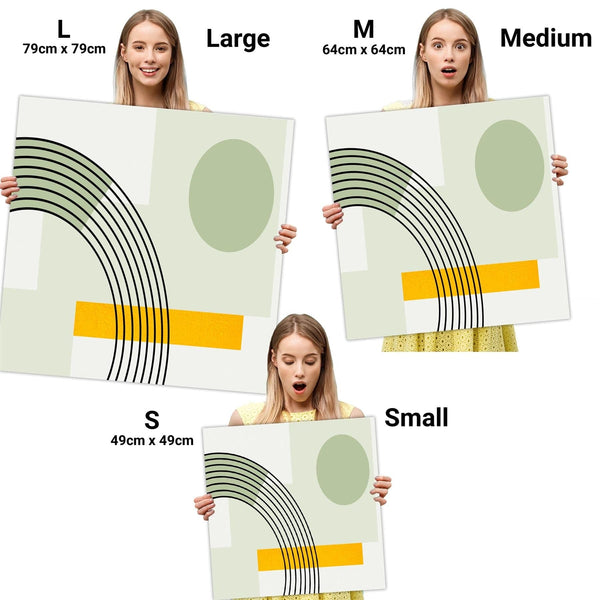 Abstract Sage Green Yellow Geometric Design Canvas Art Prints