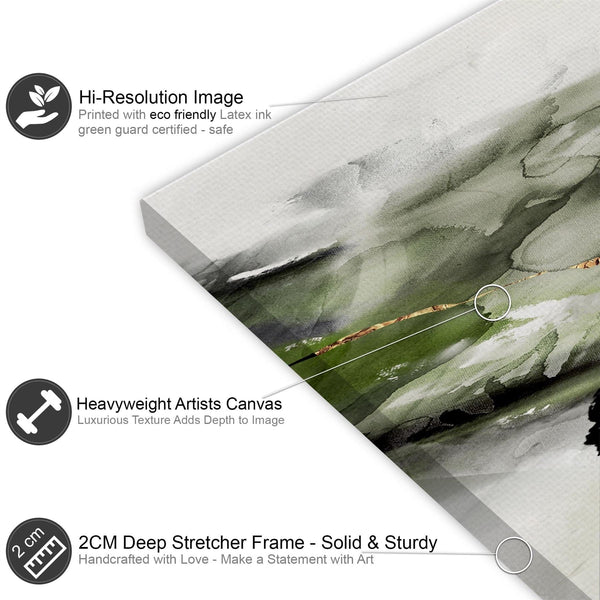 Abstract Lime Green Grey Painting Canvas Wall Art Print