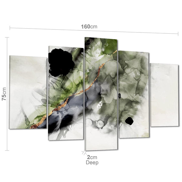 Abstract Lime Green Grey Painting Canvas Wall Art Print