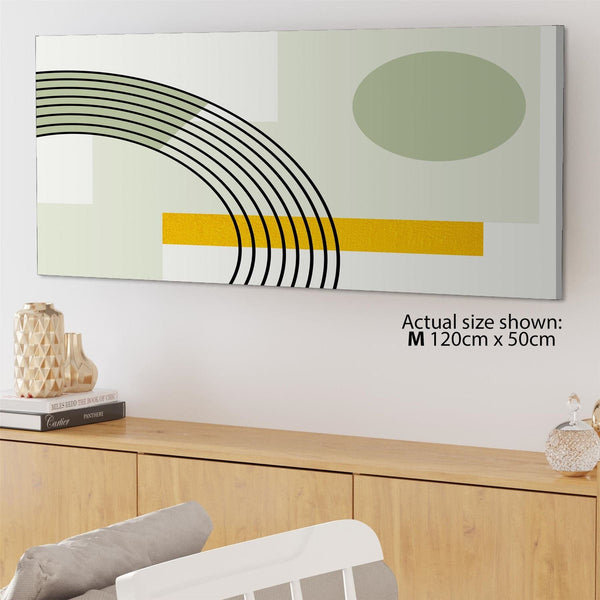 Abstract Sage Green Yellow Geometric Design Canvas Art Prints