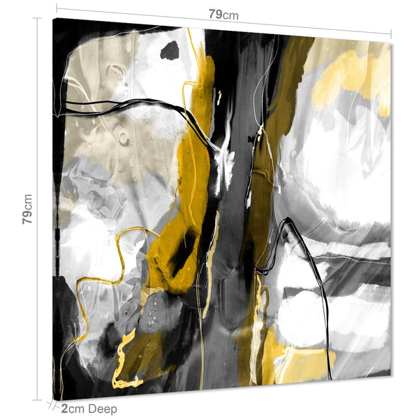 Abstract Mustard Grey Illustration Framed Art Pictures