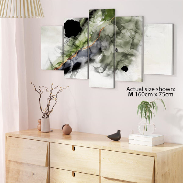 Abstract Lime Green Grey Painting Canvas Wall Art Print