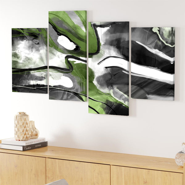 Abstract Lime Green Black Graphic Canvas Art Prints