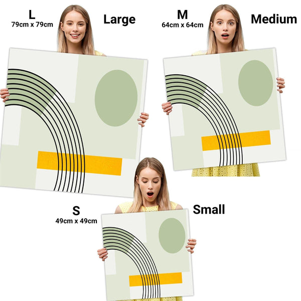 Abstract Sage Green Yellow Geometric Design Canvas Art Prints