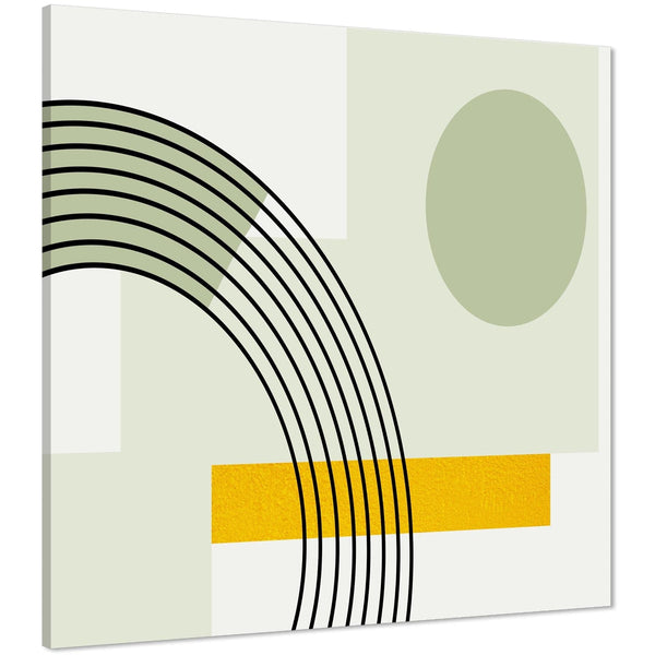 Abstract Sage Green Yellow Geometric Design Canvas Art Prints