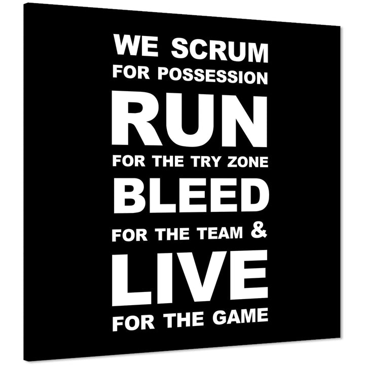 Rugby Quote Canvas Wall Art Print Black and White - 1s1213S