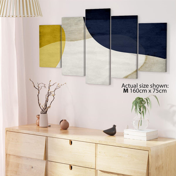 Abstract Mustard Navy Design Canvas Wall Art Print