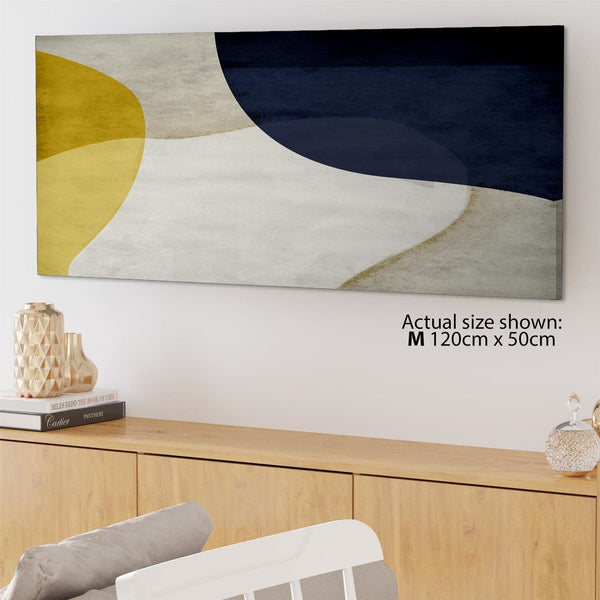 Abstract Mustard Navy Design Canvas Wall Art Print
