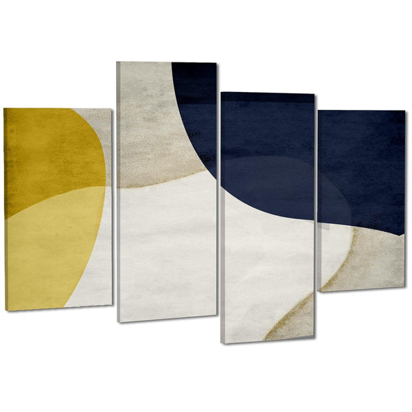 Abstract Mustard Navy Design Canvas Wall Art Print