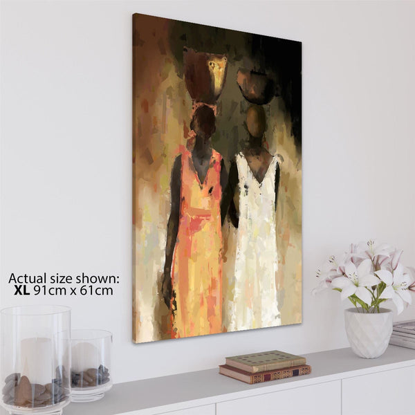 Orange White Figurative Ethnic African Woman Canvas Art Prints