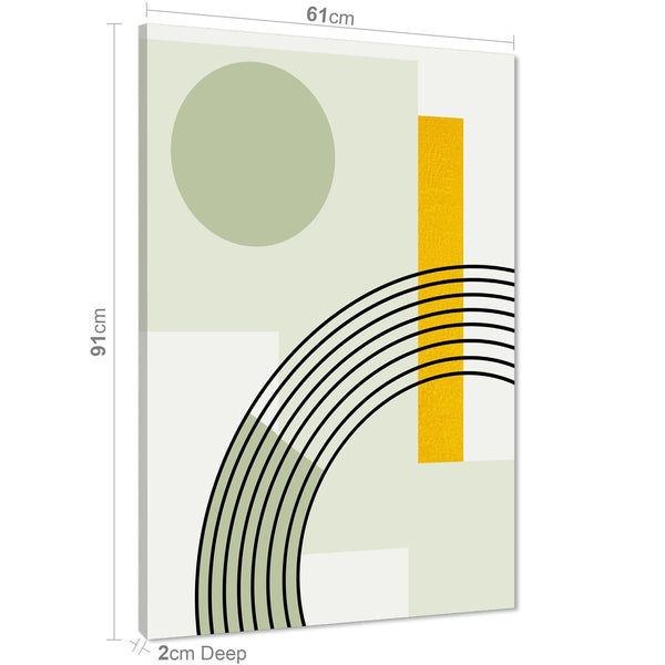 Abstract Sage Green Yellow Geometric Design Canvas Art Prints
