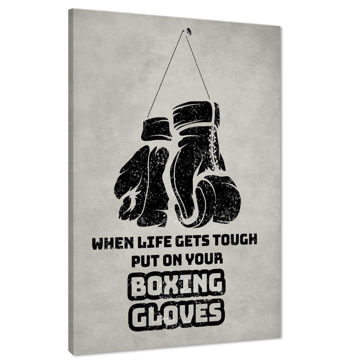 Boxing Gloves Canvas Art Pictures Black Grey - 1RP987M