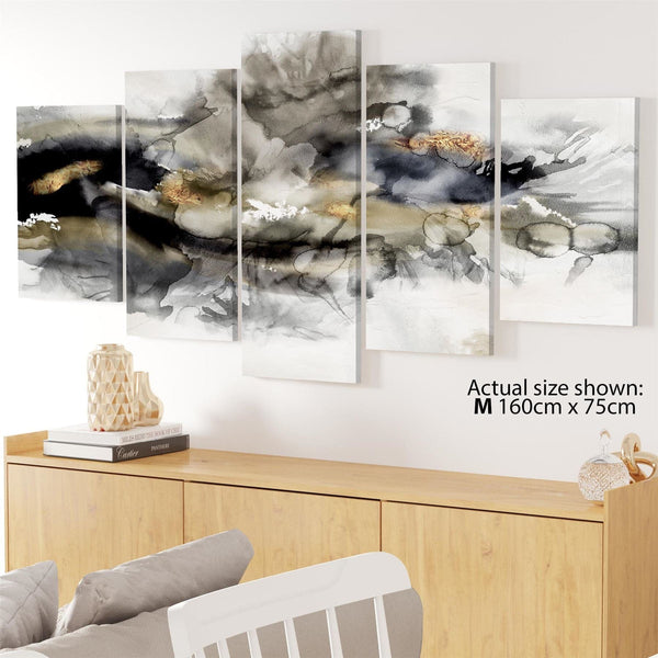 Abstract Black and White Gold Design Canvas Art Prints