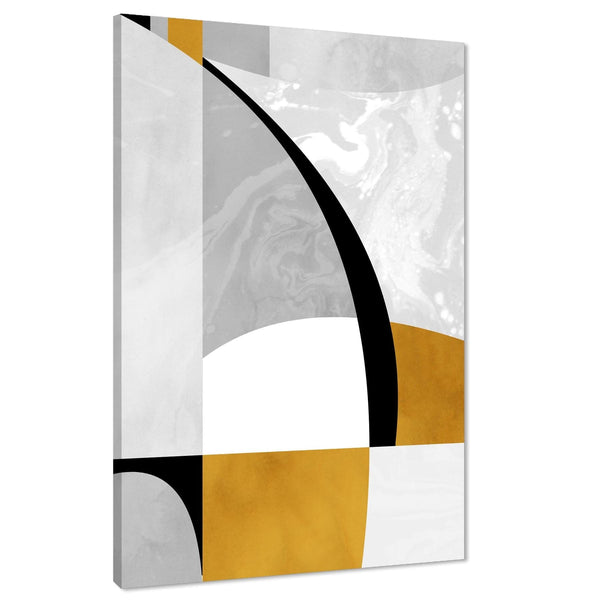 Abstract Mustard Yellow Grey Painting Canvas Art Pictures