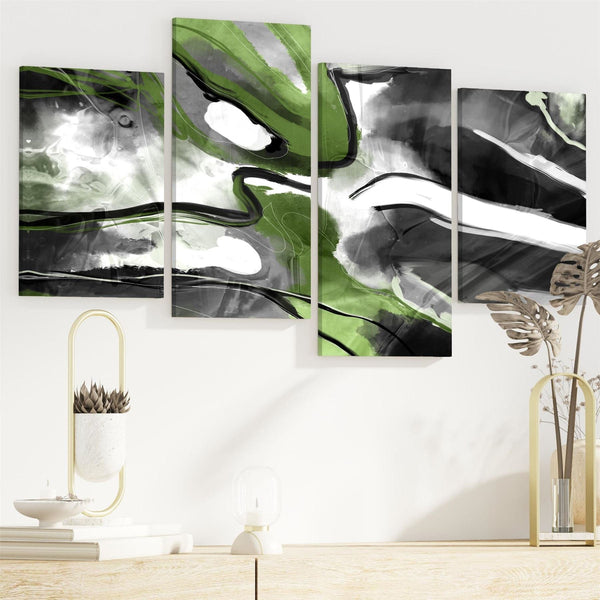Abstract Lime Green Black Graphic Canvas Art Prints