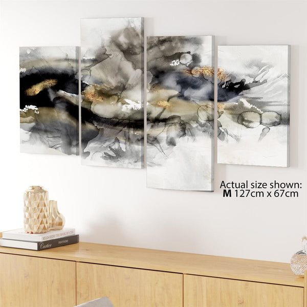 Abstract Black and White Gold Design Canvas Art Prints