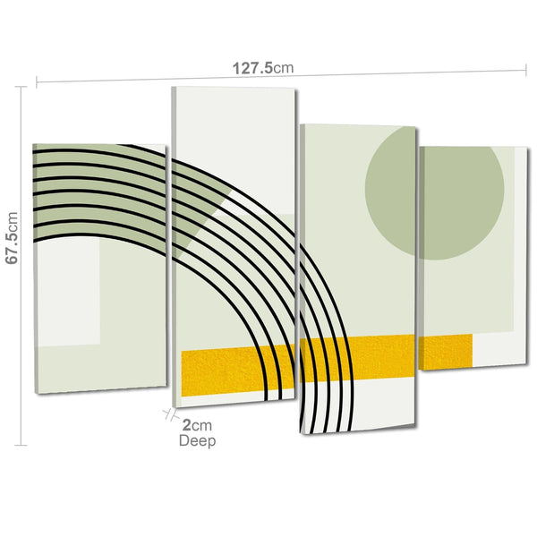 Abstract Sage Green Yellow Geometric Design Canvas Art Prints
