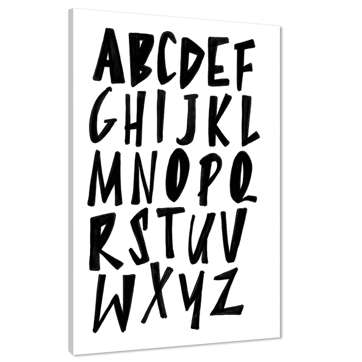 Alphabet Quote Text Word Art - Typography Canvas Print Black and White - 1RP799M